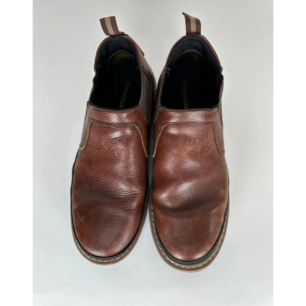 Chinook Mens Brown Leather Slip On Chelsea Boots Size 11 Ultra Grip Work Outdoor